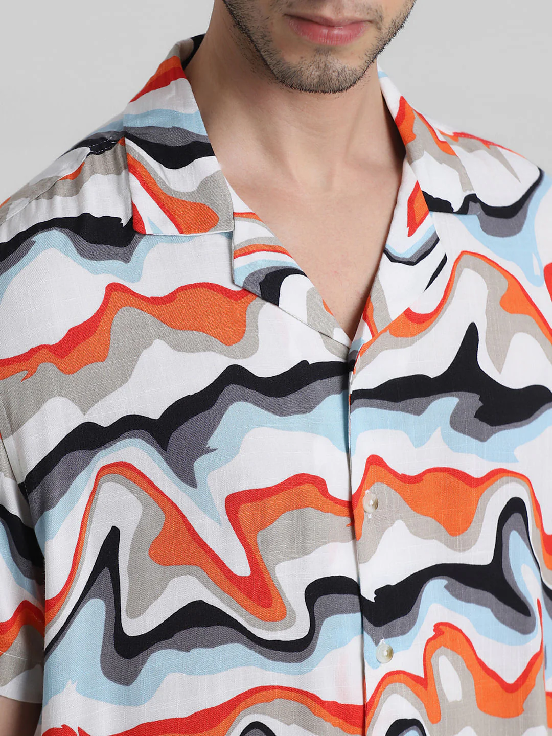 Orange Printed Short Sleeves Shirt - Image 5