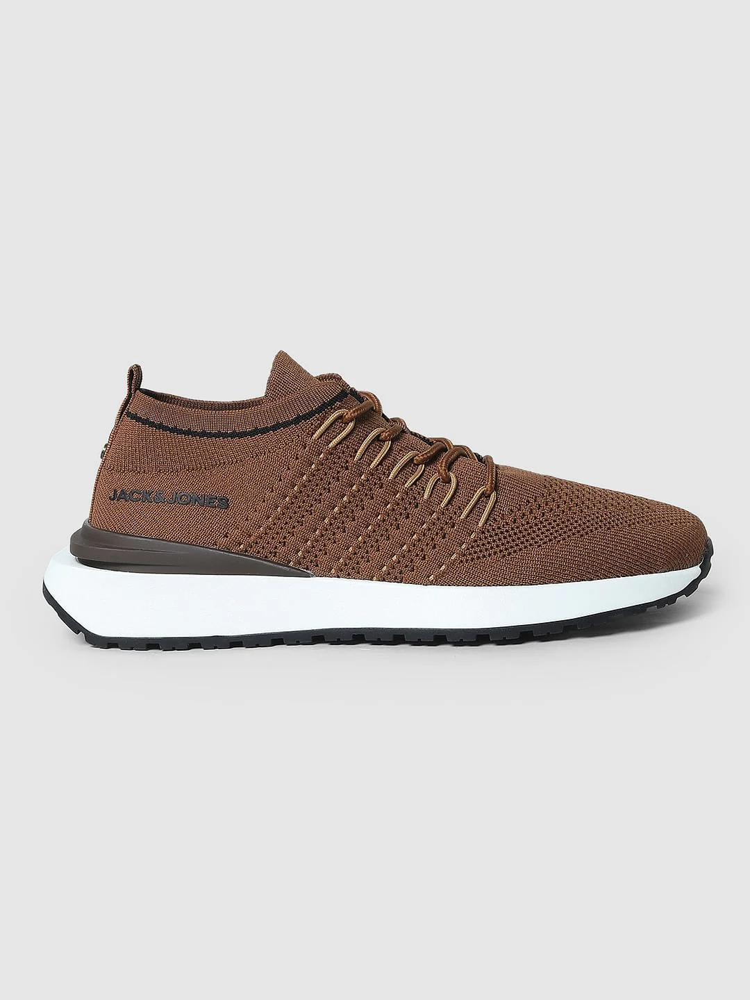 Brown Textured Mesh Sneakers - Image 3