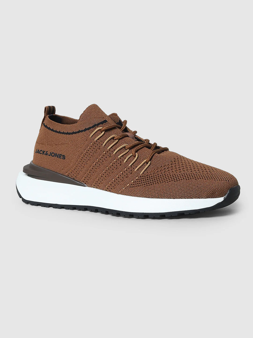 Brown Textured Mesh Sneakers - Image 4
