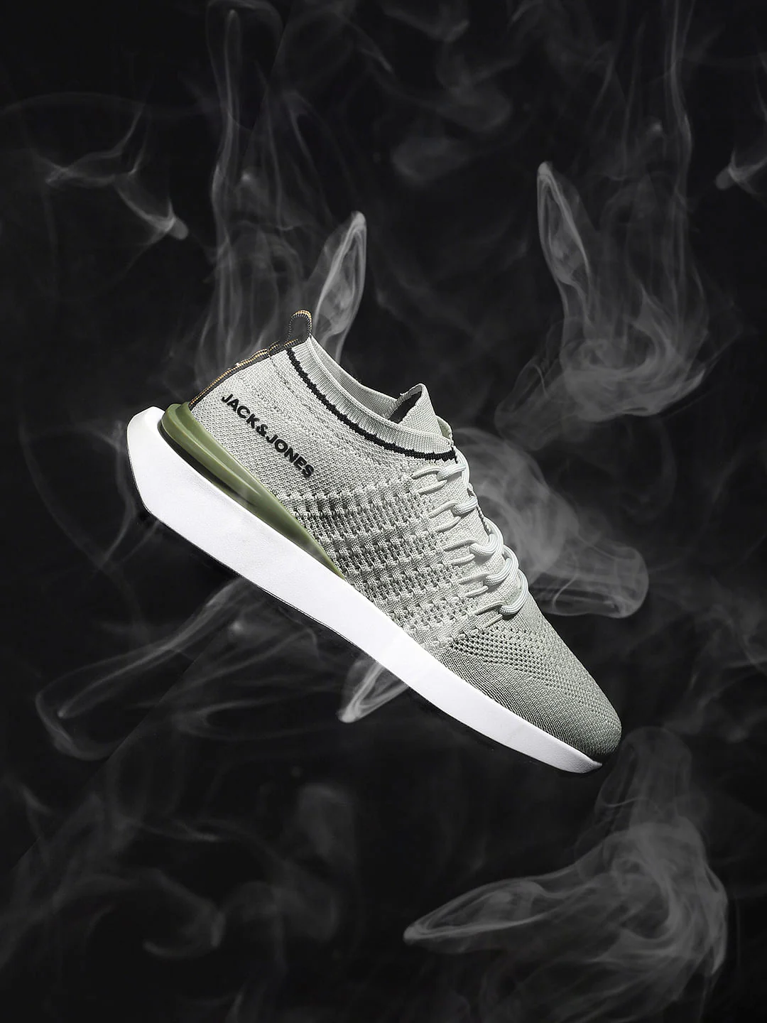 Light Green Textured Mesh Sneakers