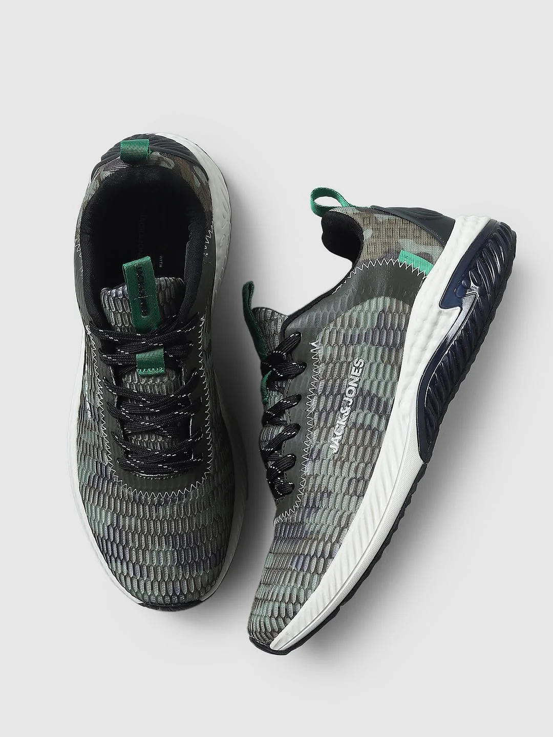 Green Camo Print Mesh Sneakers - Image 2