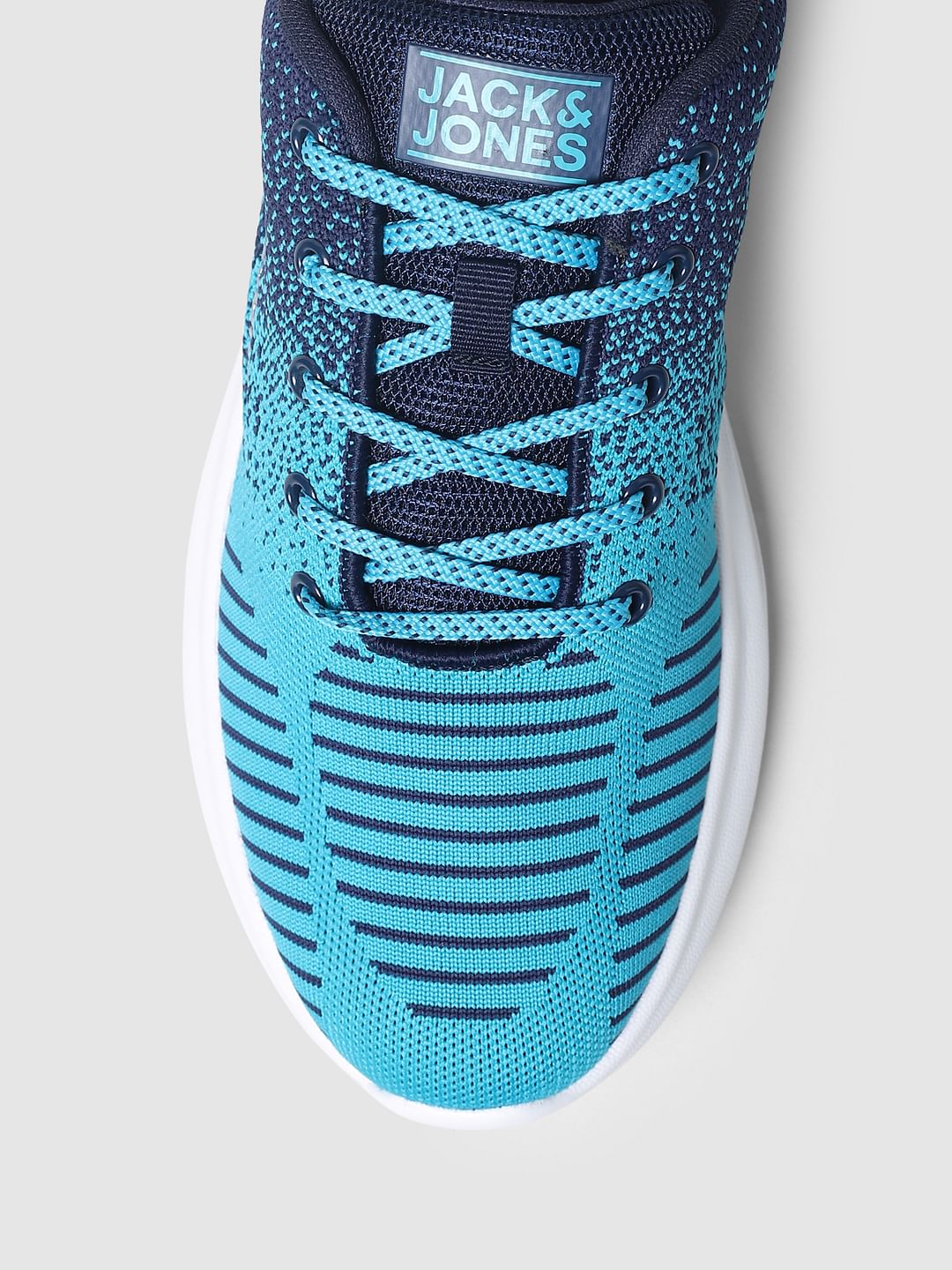 Aqua Blue Printed Mesh Sneakers - Image 7