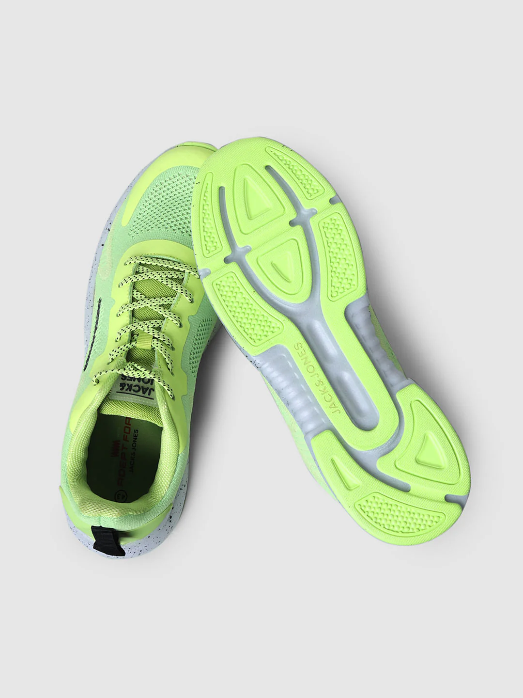 Neon Green Logo Print Mesh Sneakers - Image 2