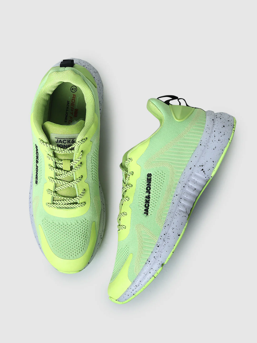 Neon Green Logo Print Mesh Sneakers - Image 3