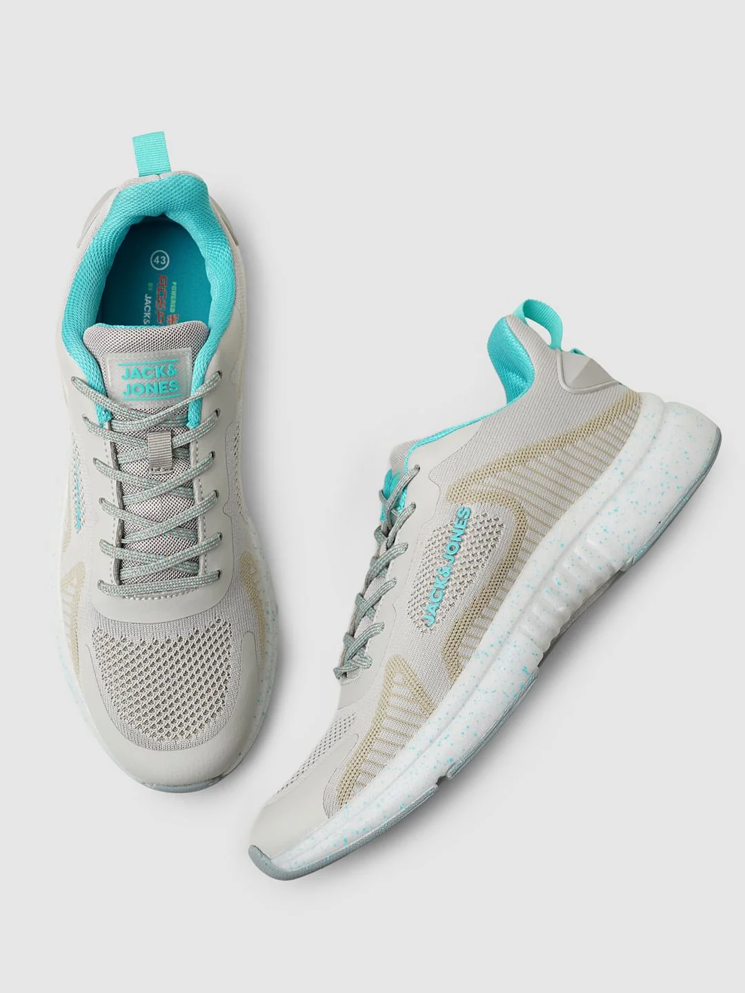 Grey Logo Print Mesh Sneakers - Image 2