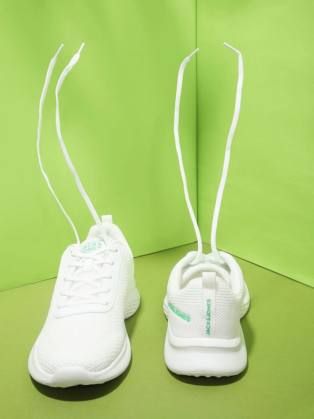 White Lace-Up Mesh Sneakers