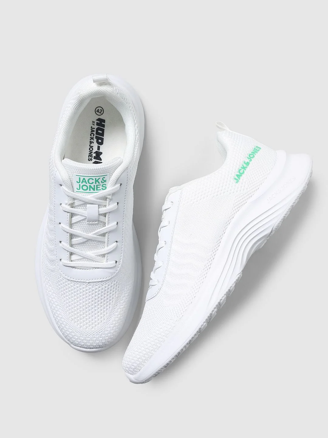 White Lace-Up Mesh Sneakers - Image 2