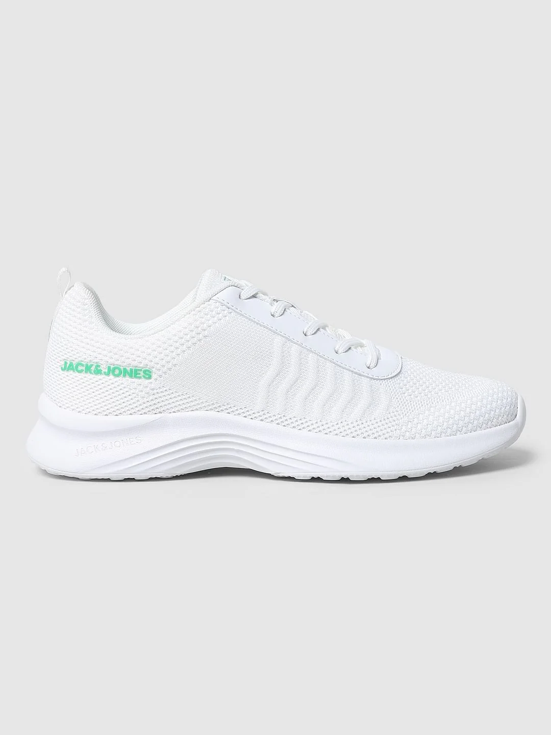 White Lace-Up Mesh Sneakers - Image 3
