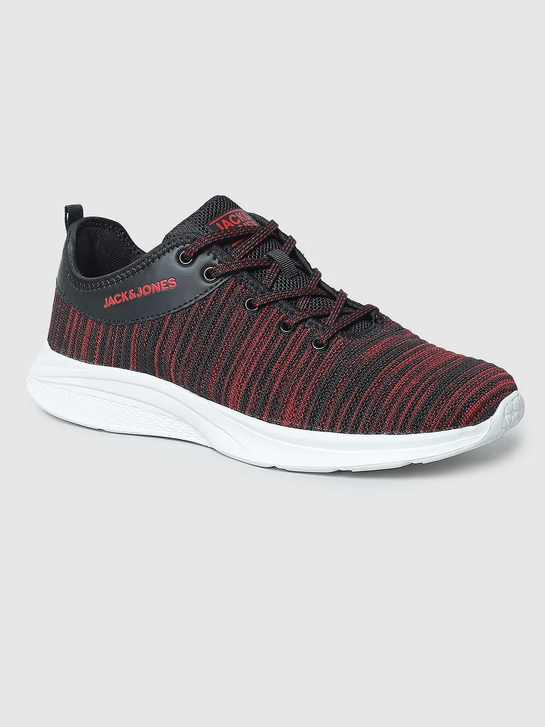 Black & Red Printed Lace-Up Sneakers - Image 4