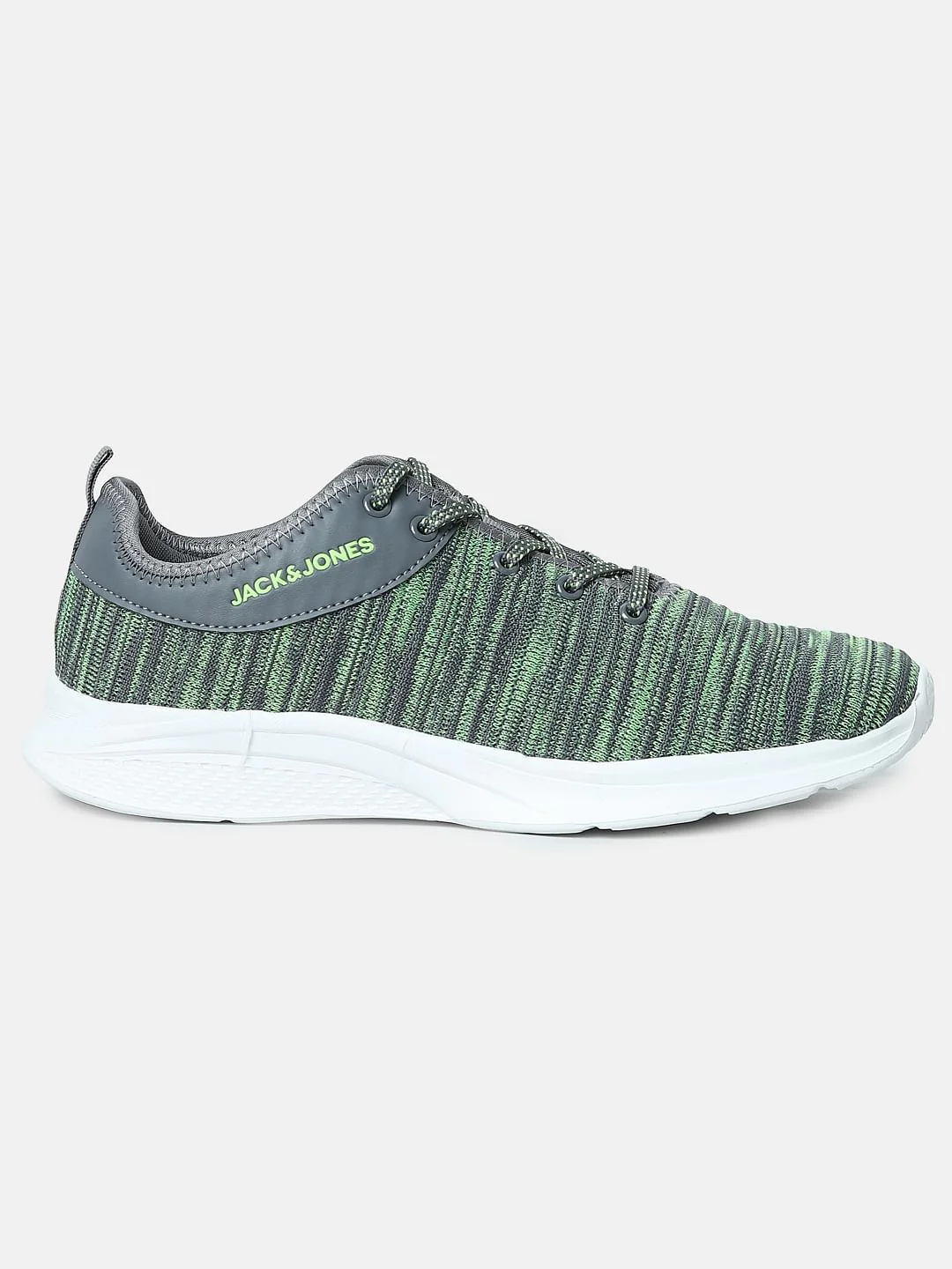 Grey & Green Printed Lace-Up Sneakers - Image 3