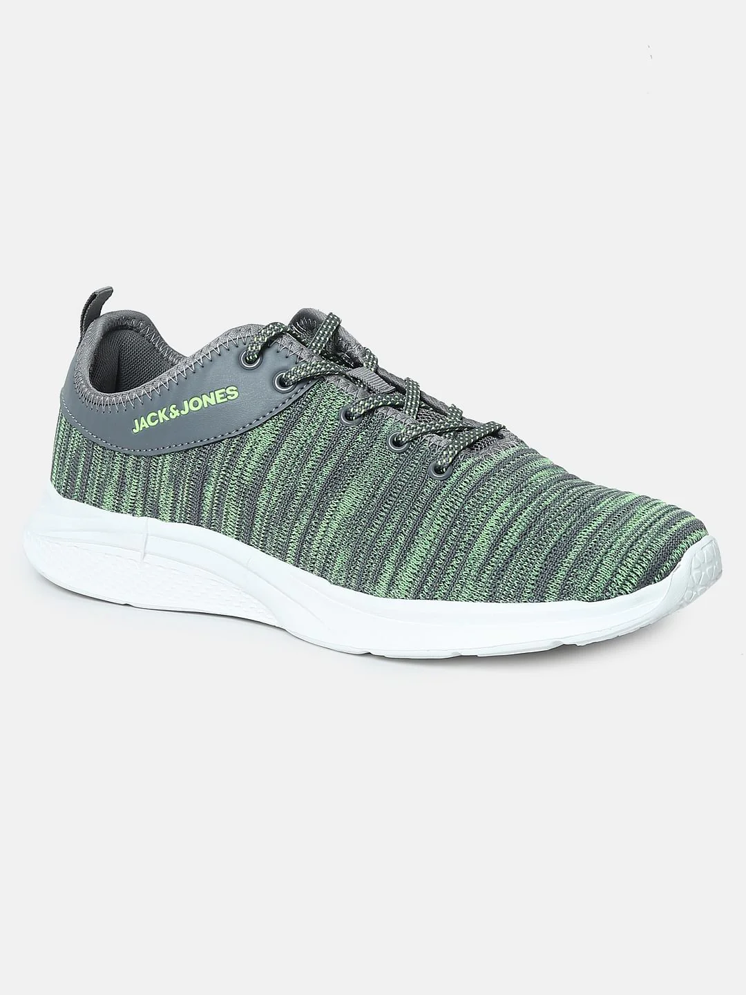 Grey & Green Printed Lace-Up Sneakers - Image 4