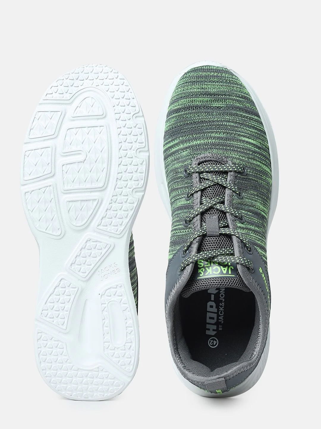 Grey & Green Printed Lace-Up Sneakers - Image 5