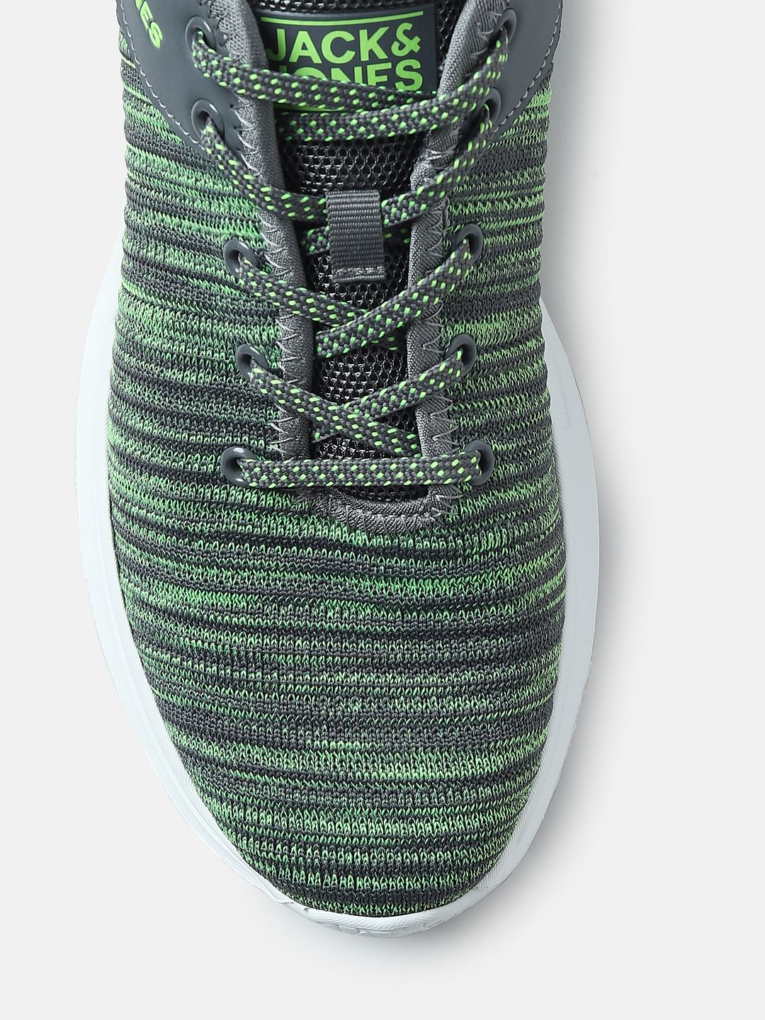 Grey & Green Printed Lace-Up Sneakers - Image 8