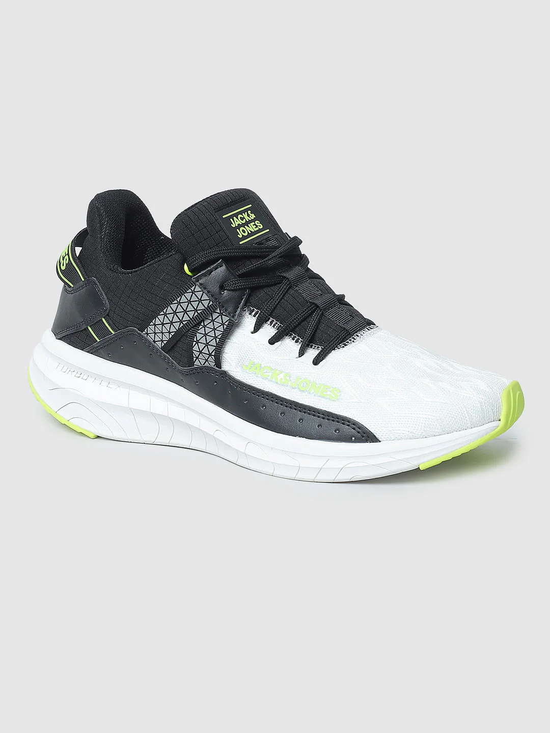White & Black Colourblocked Lace-Up Sneakers - Image 4
