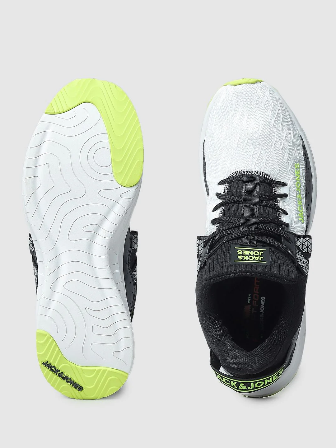 White & Black Colourblocked Lace-Up Sneakers - Image 5