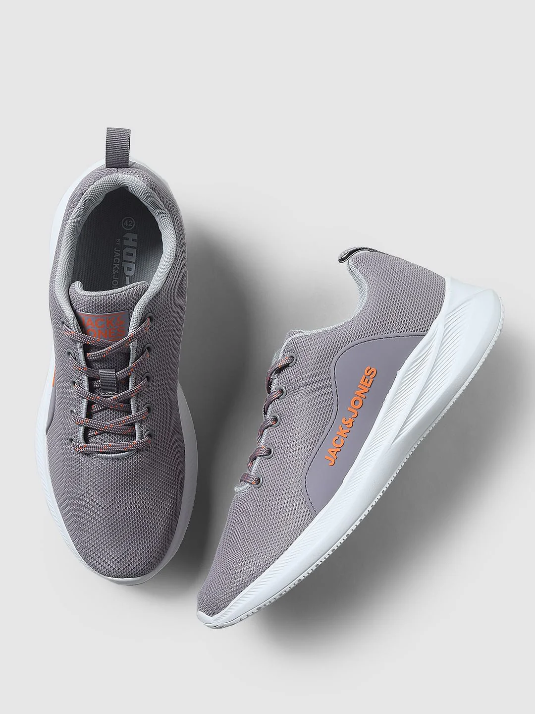 Grey Lace-Up Mesh Sneakers - Image 2