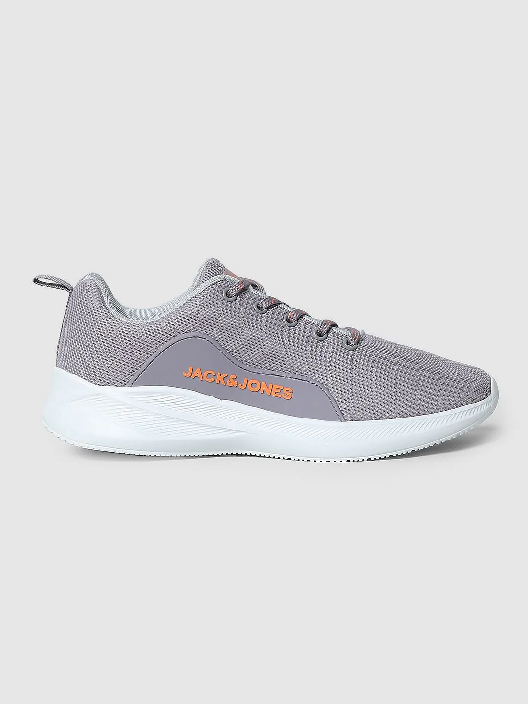Grey Lace-Up Mesh Sneakers - Image 3