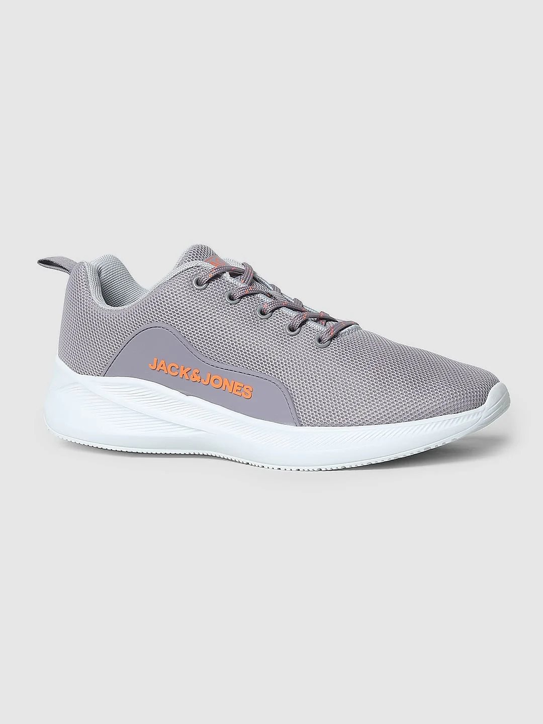 Grey Lace-Up Mesh Sneakers - Image 4