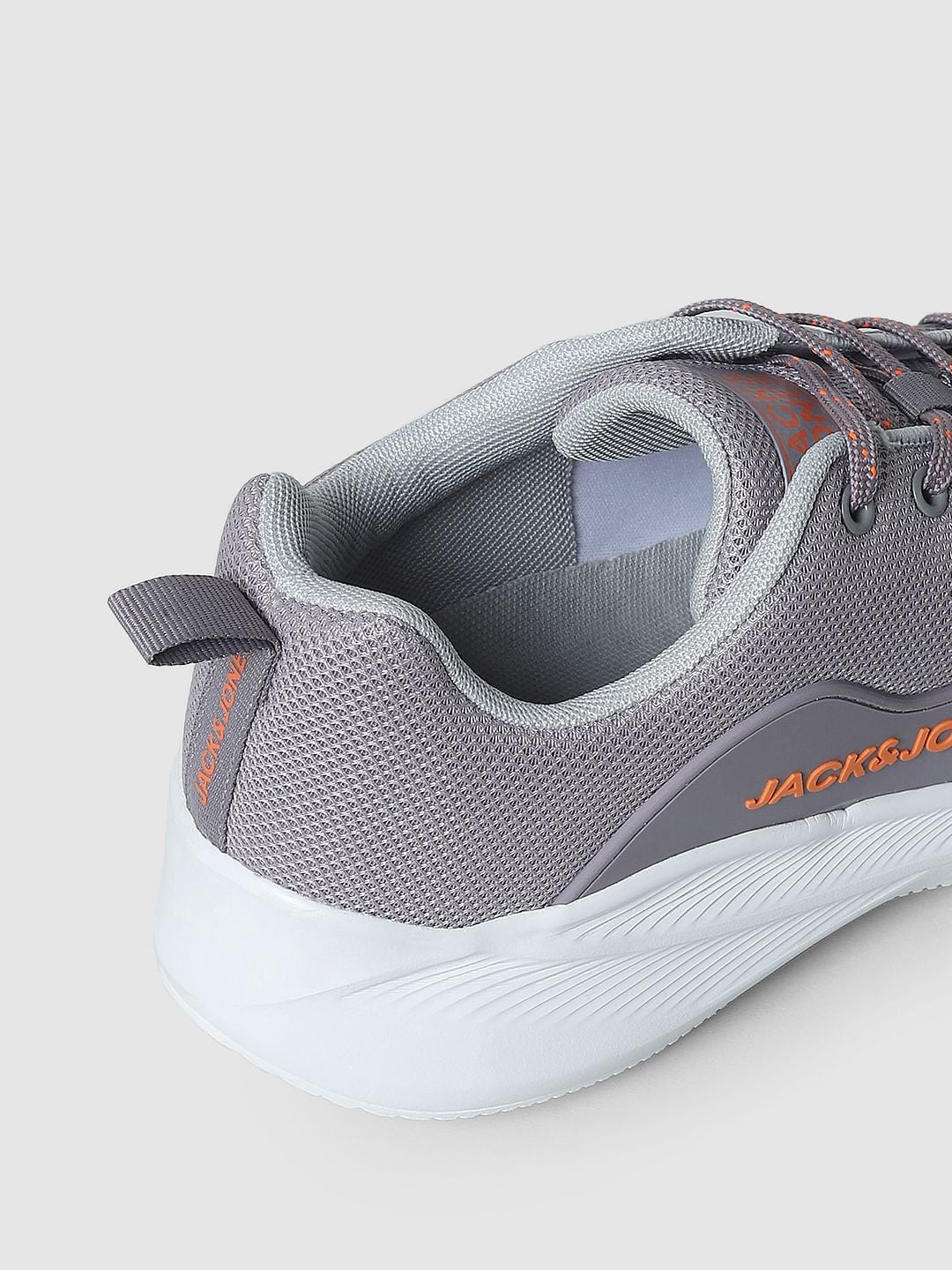 Grey Lace-Up Mesh Sneakers - Image 8