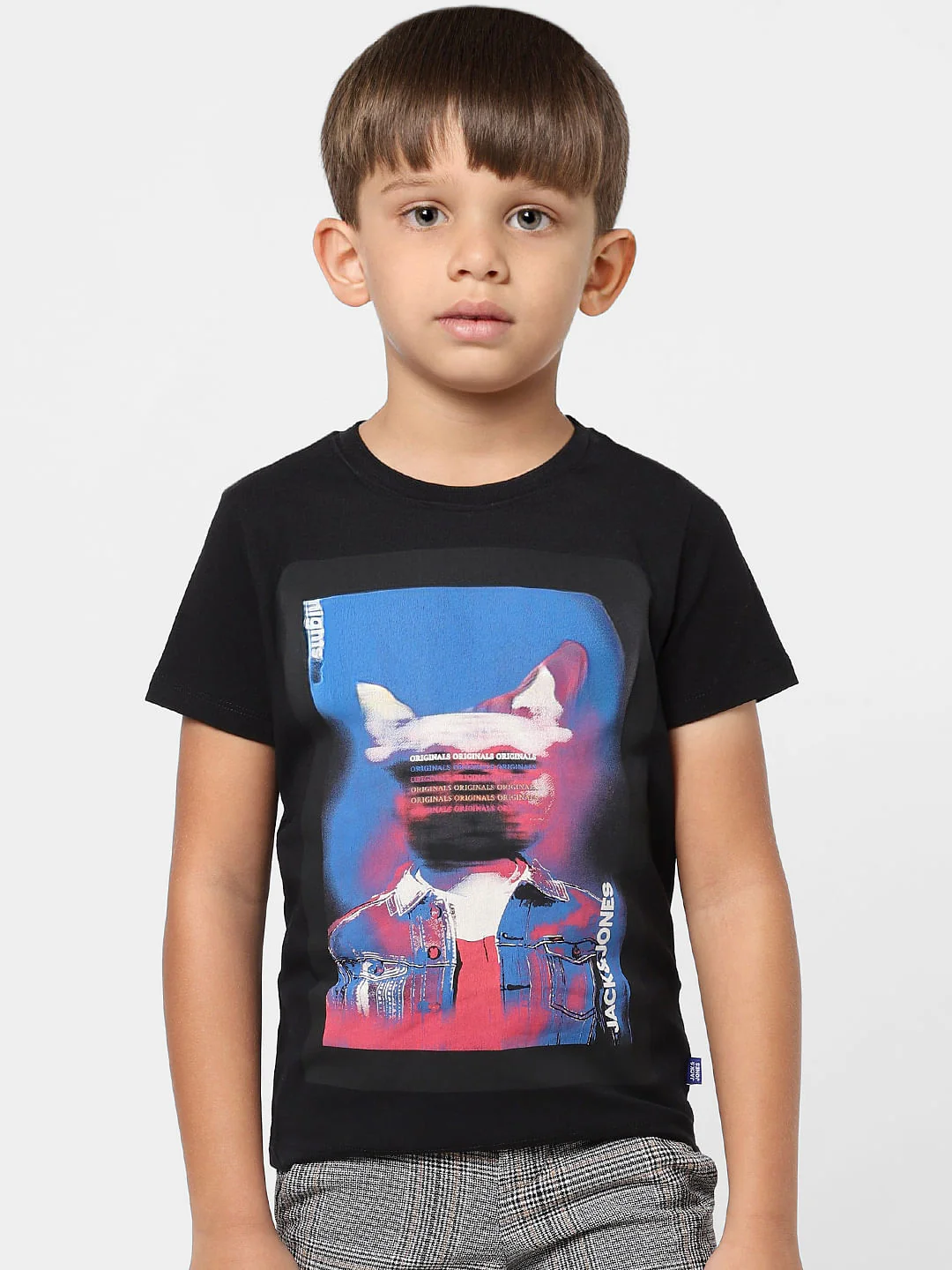 Boys Black Graphic Print Crew Neck T-shirt - Image 2