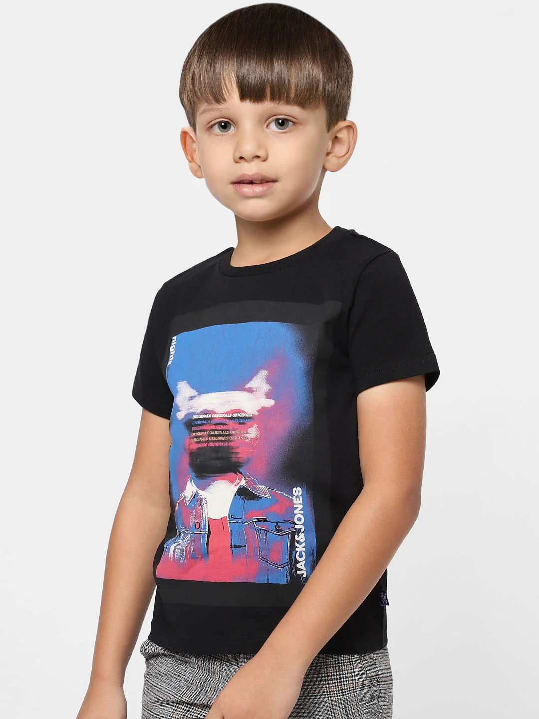 Boys Black Graphic Print Crew Neck T-shirt - Image 3