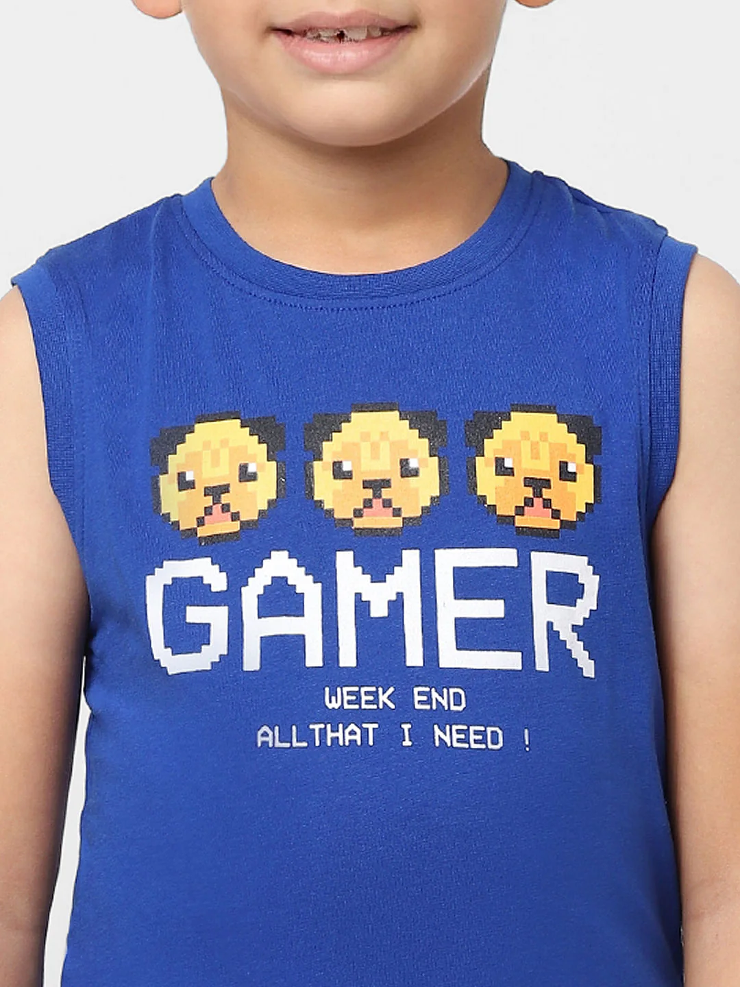 Boys Blue Graphic Print Sleeveless T-shirt - Image 5