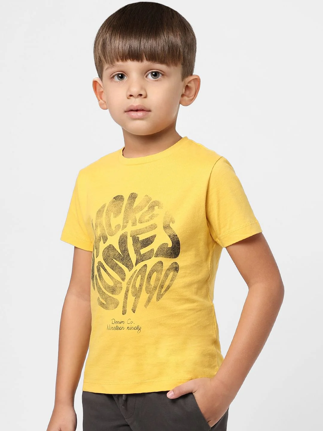 Boys Yellow Graphic Print Crew Neck T-shirt - Image 3