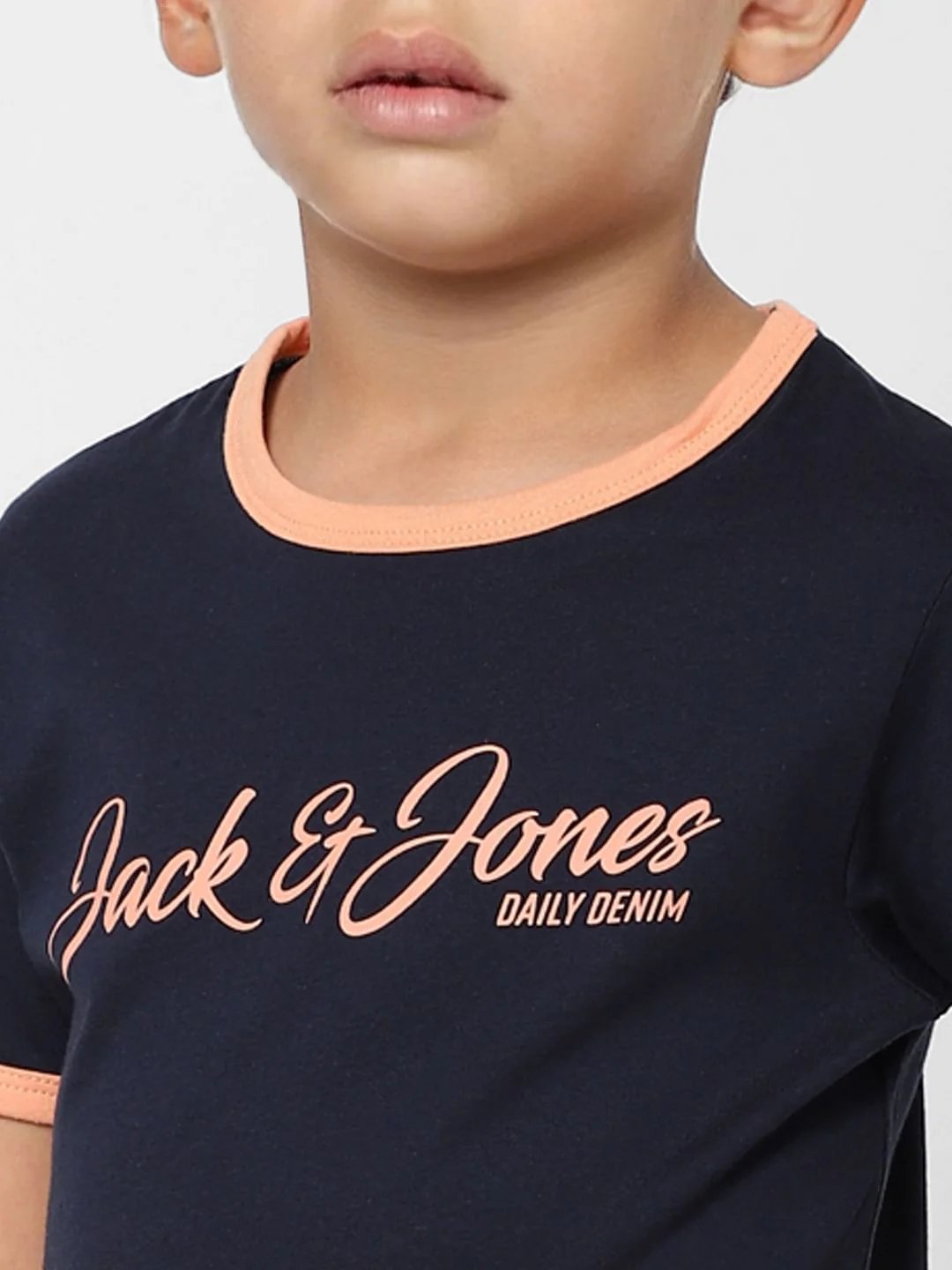 BOYS Navy Blue Contrast Tipping Crew Neck T-shirt - Image 5