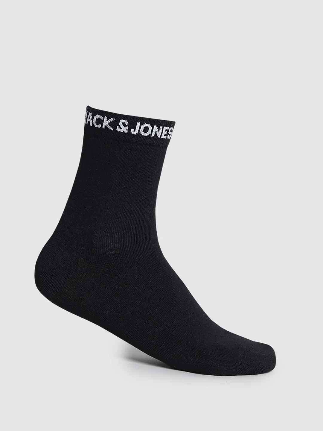 Pack Of 3 Solid Mid-Length Socks - White, Black & Grey - Image 4