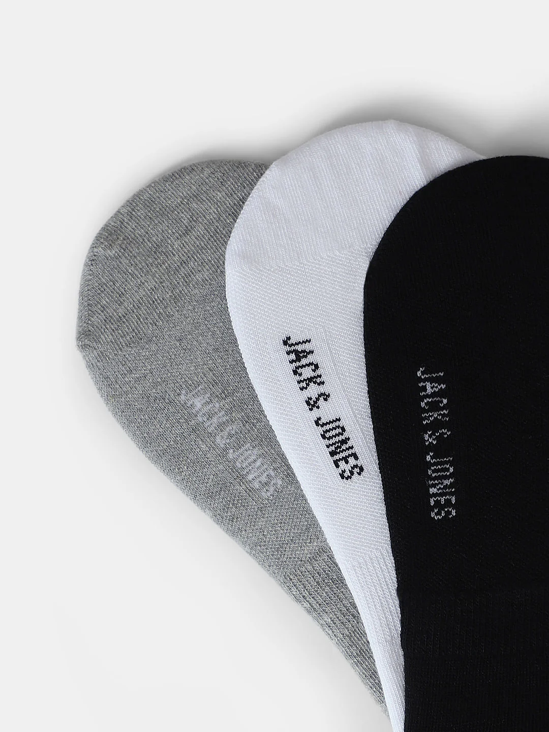 Pack of 3 Solid No-Show Socks - Black, White & Grey - Image 2