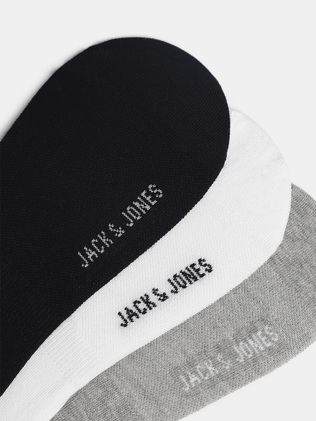 Pack Of 3 White No Show Socks - Grey, White & Black - Image 2