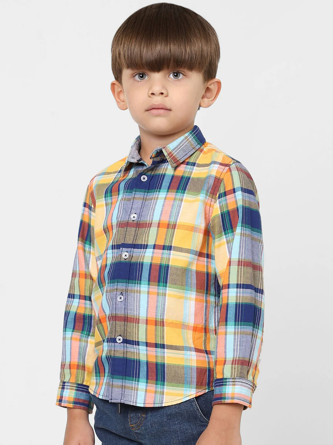 BOYS Orange Check Full Sleeves Shirt - Image 3