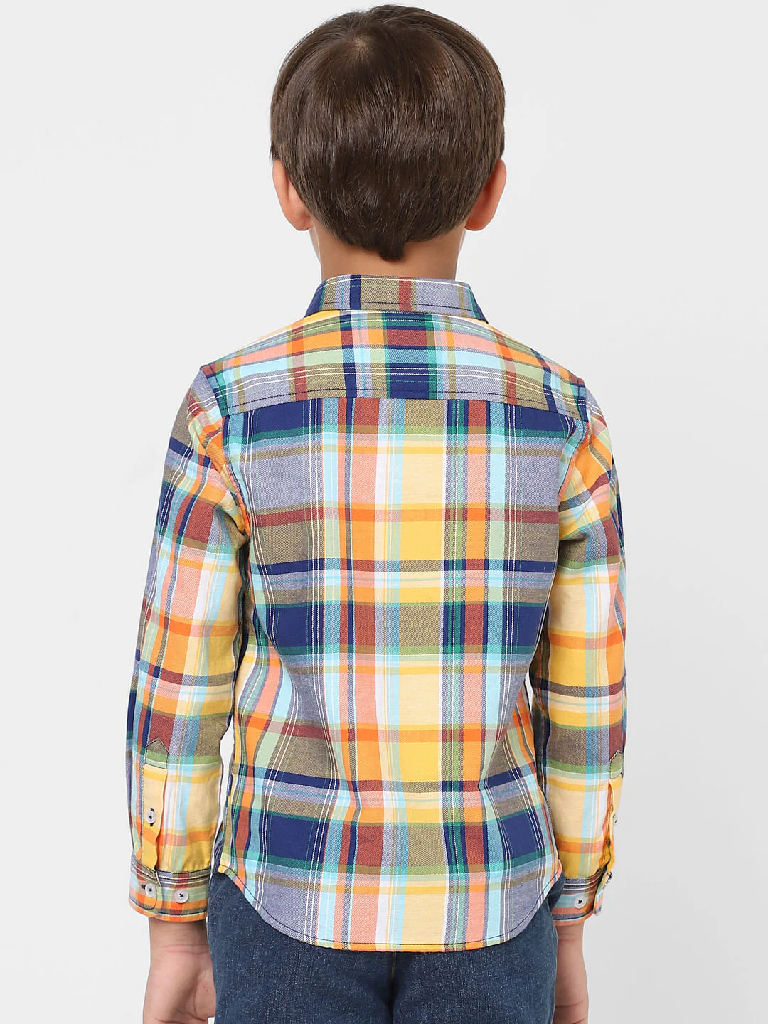 BOYS Orange Check Full Sleeves Shirt - Image 4