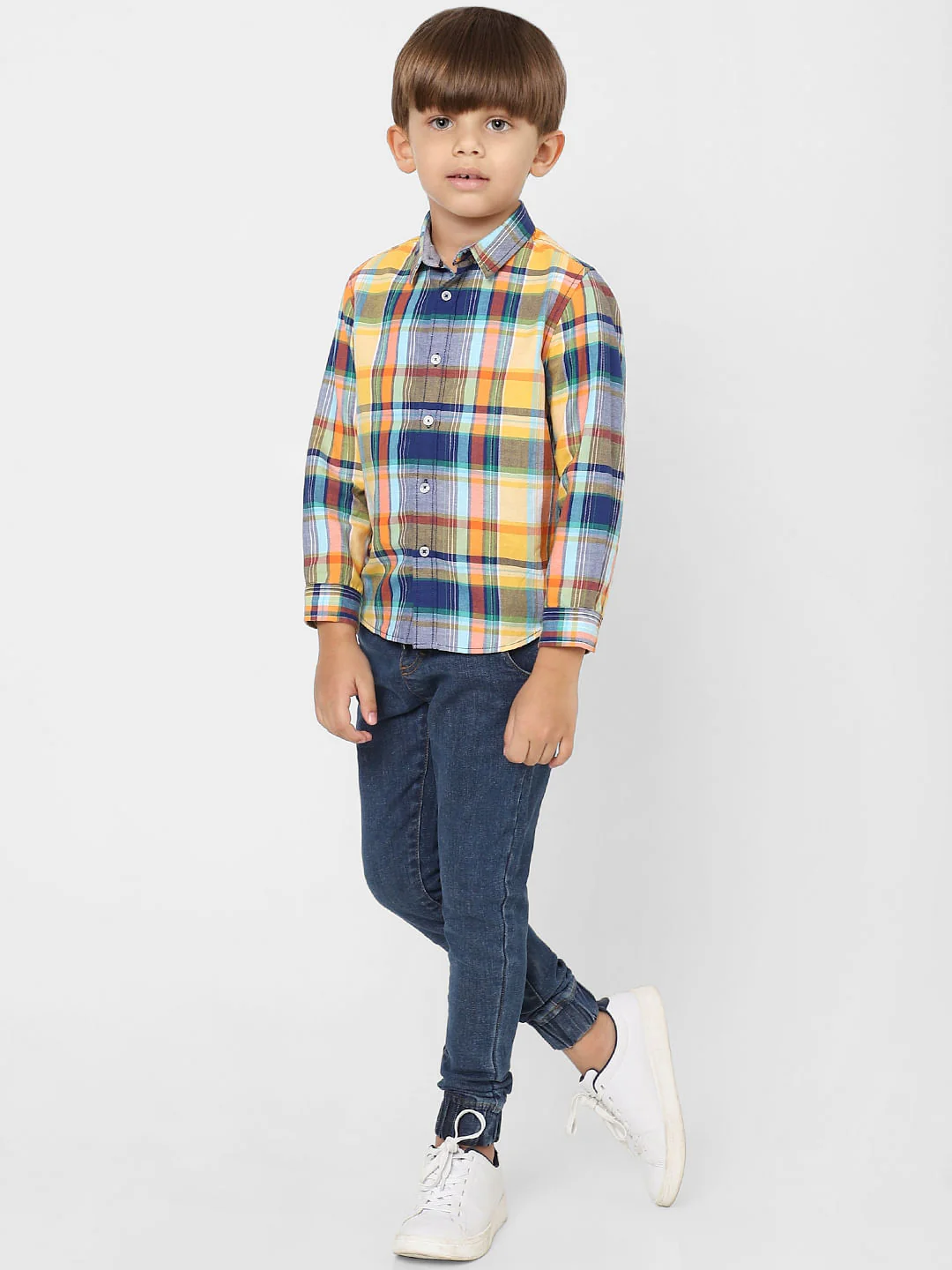 BOYS Orange Check Full Sleeves Shirt - Image 6