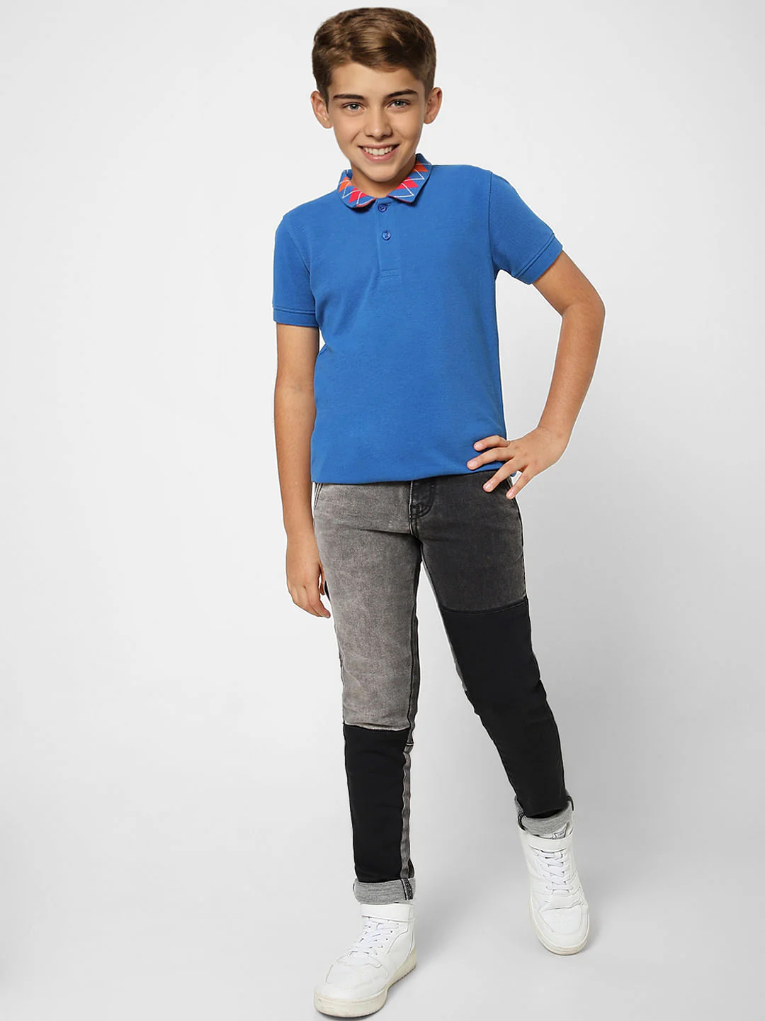 Boys Blue Polo Neck T-shirt