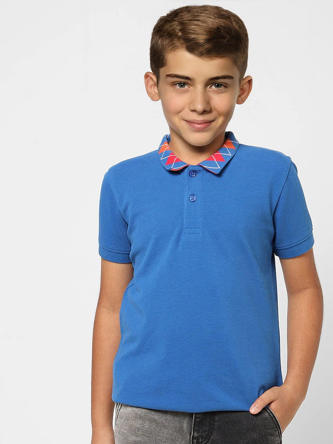 Boys Blue Polo Neck T-shirt - Image 2