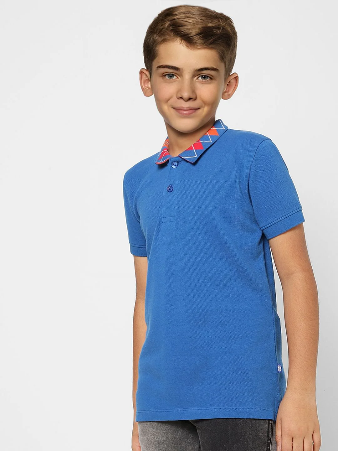 Boys Blue Polo Neck T-shirt - Image 3