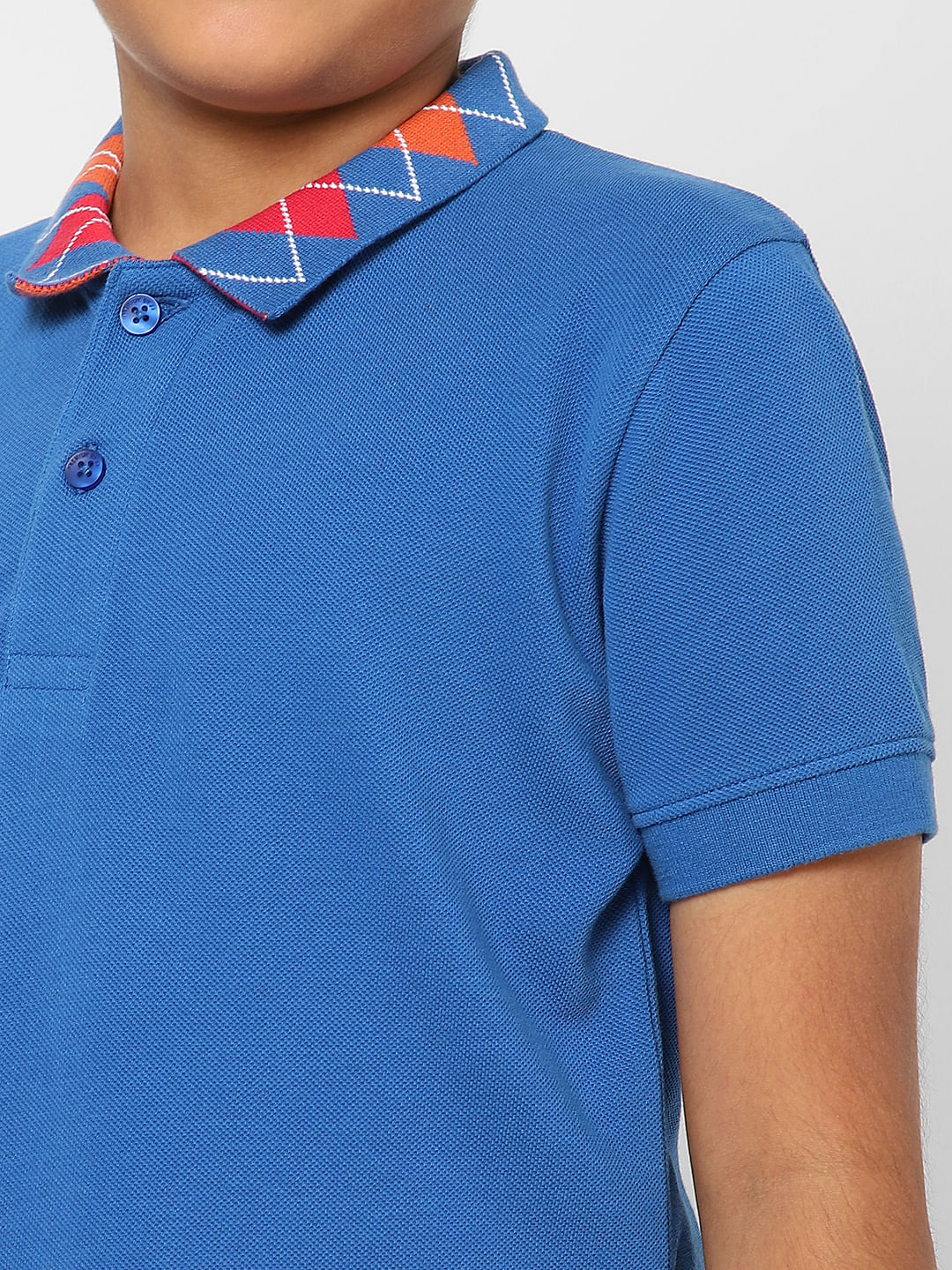 Boys Blue Polo Neck T-shirt - Image 5