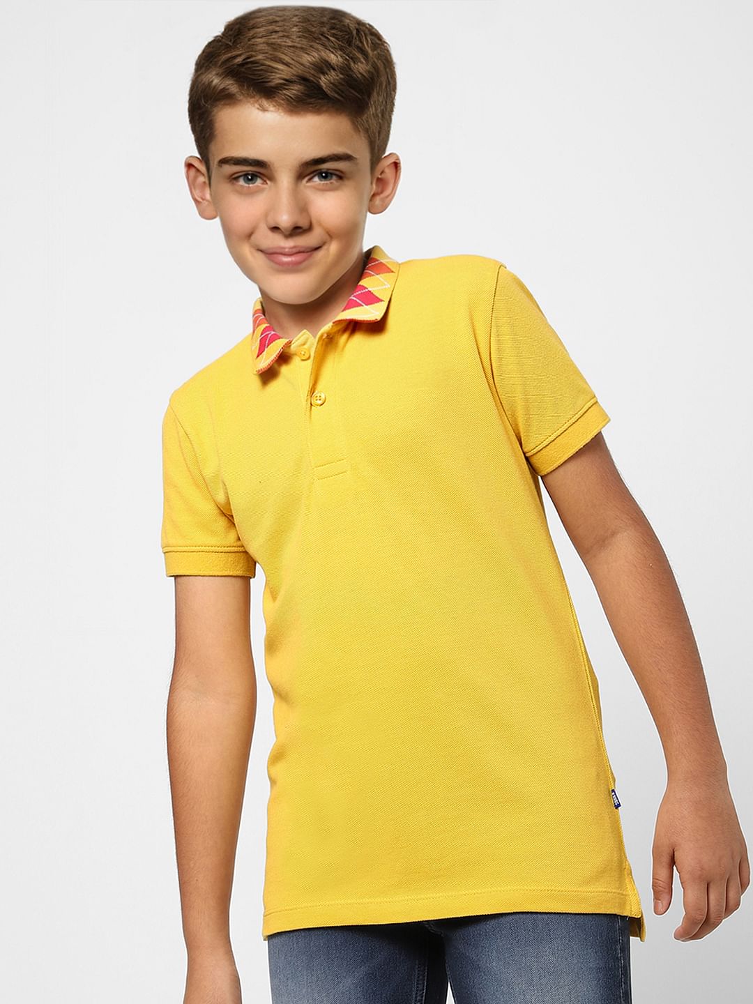 Boys Yellow Polo Neck T-shirt - Image 2
