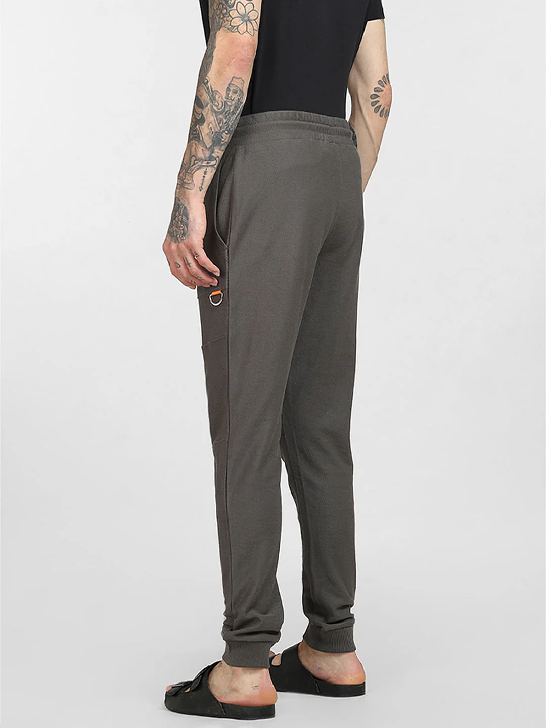 Dark Grey Mid Rise Twill Sweatpants - Image 4