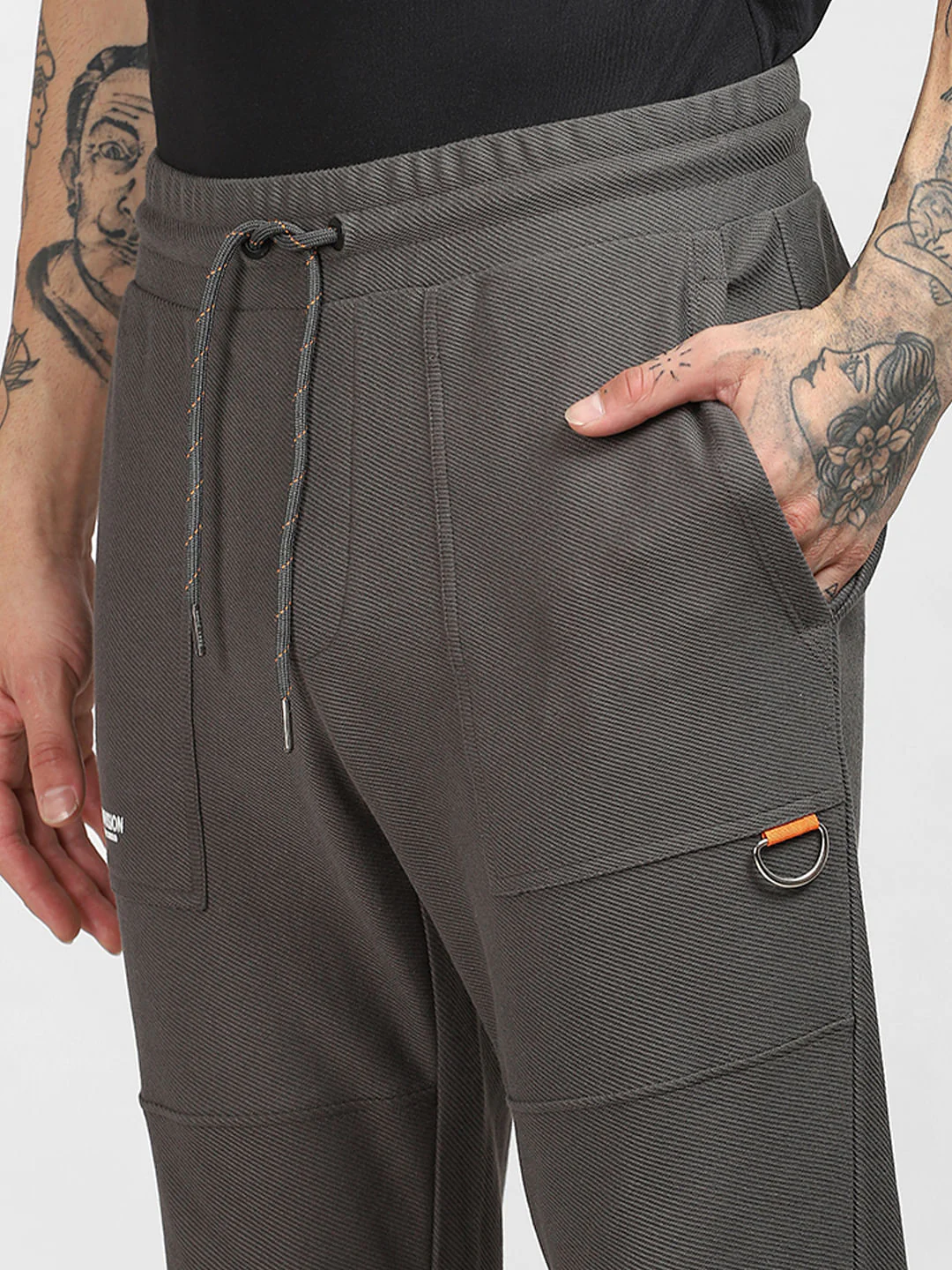 Dark Grey Mid Rise Twill Sweatpants - Image 5