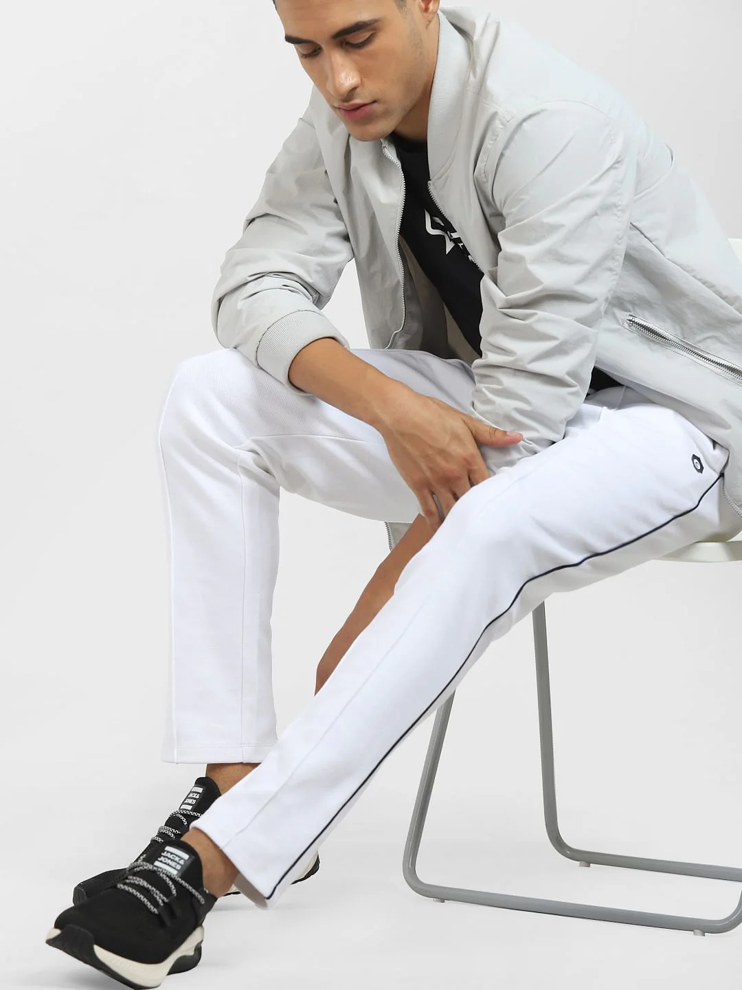 White Tape Detail Sweatpants