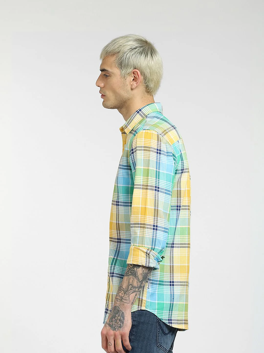 Green Checked Full Sleeves Shirt - Image 3