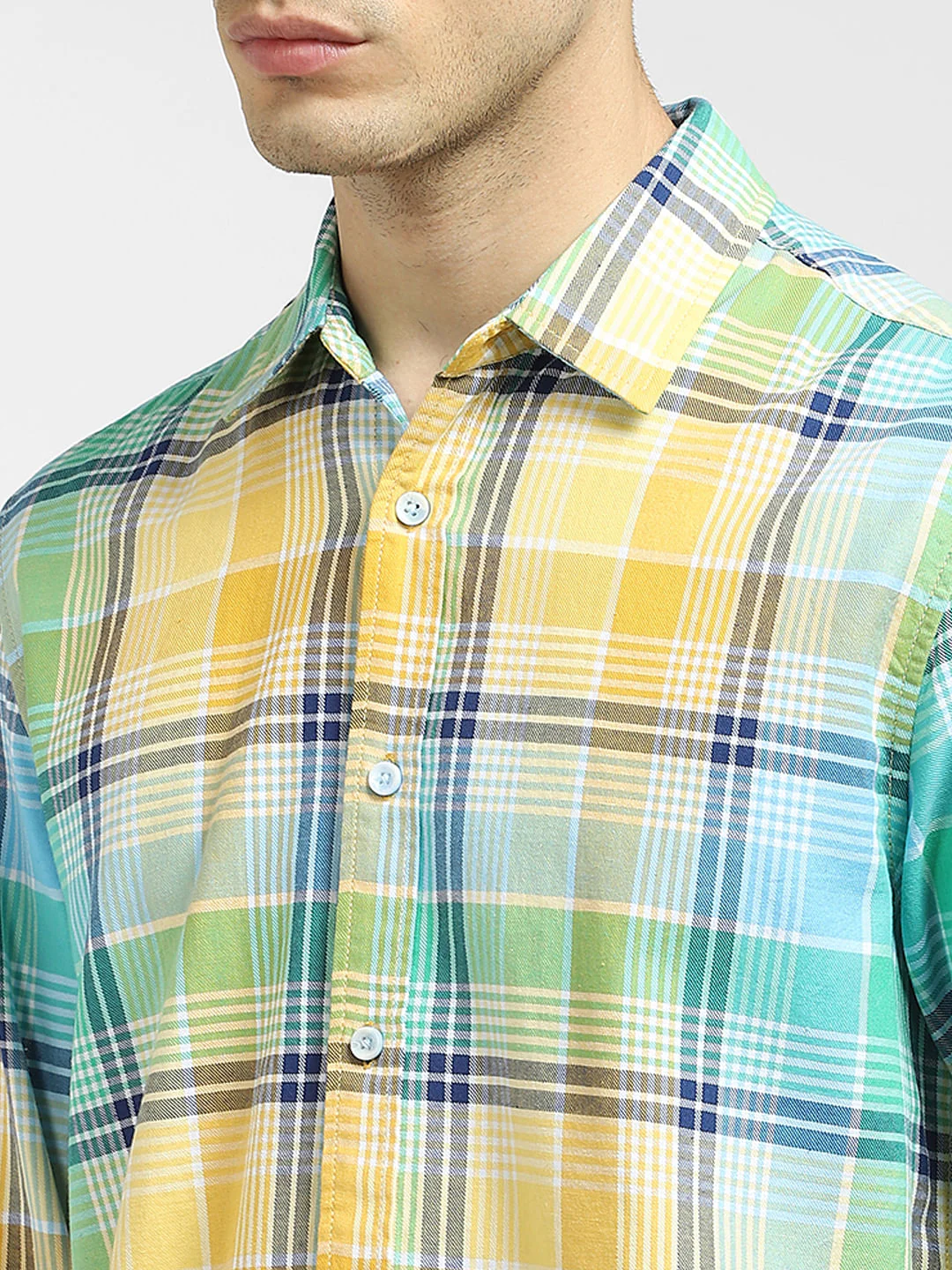 Green Checked Full Sleeves Shirt - Image 5