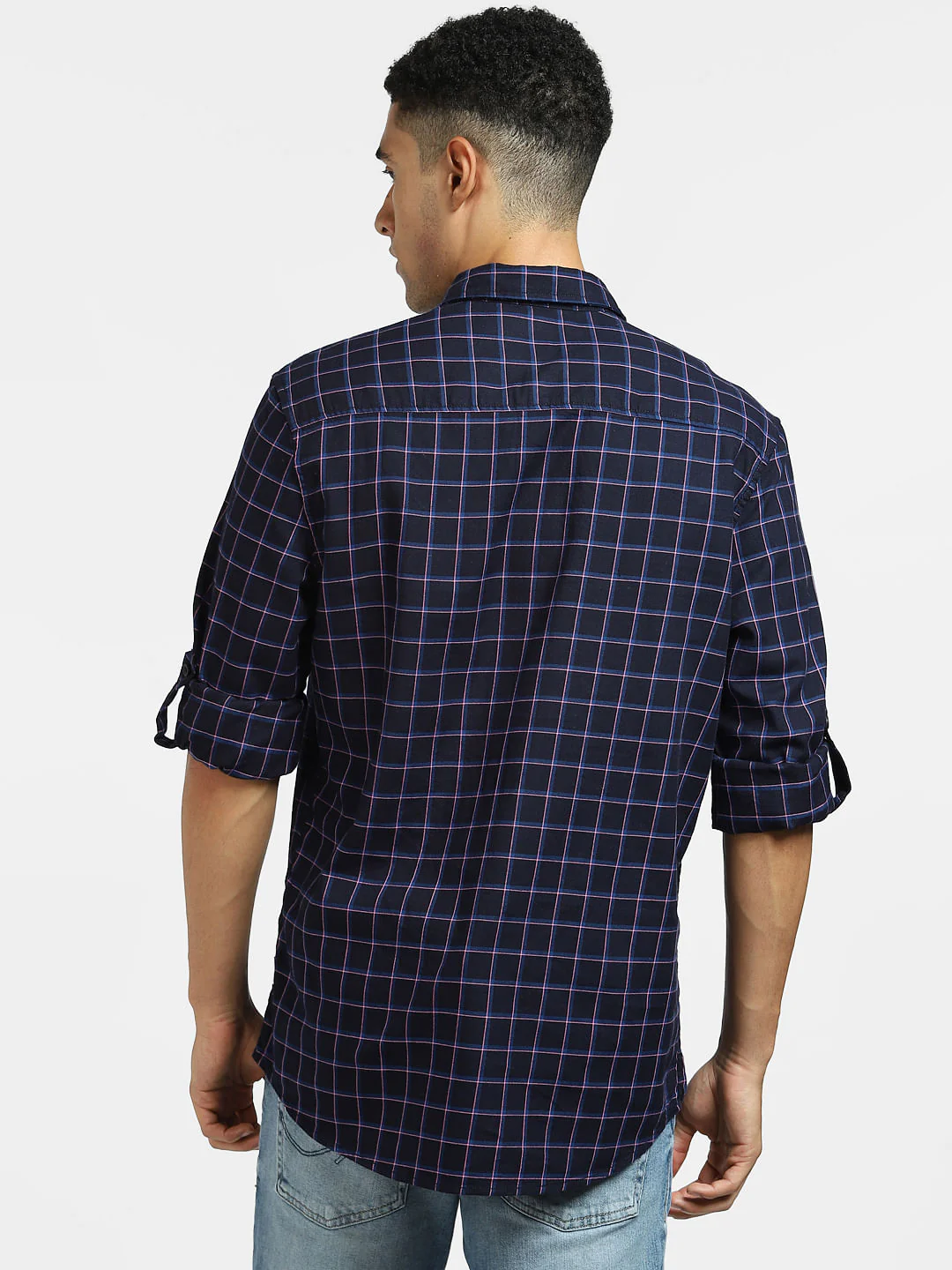 Blue Check Print Full Sleeves Shirt - Image 4