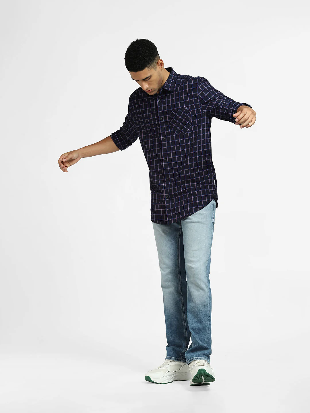 Blue Check Print Full Sleeves Shirt - Image 6