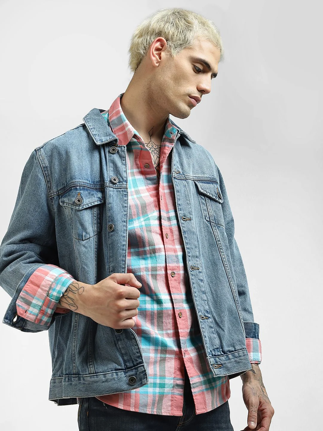 Pink Checked Full Sleeves Shirt