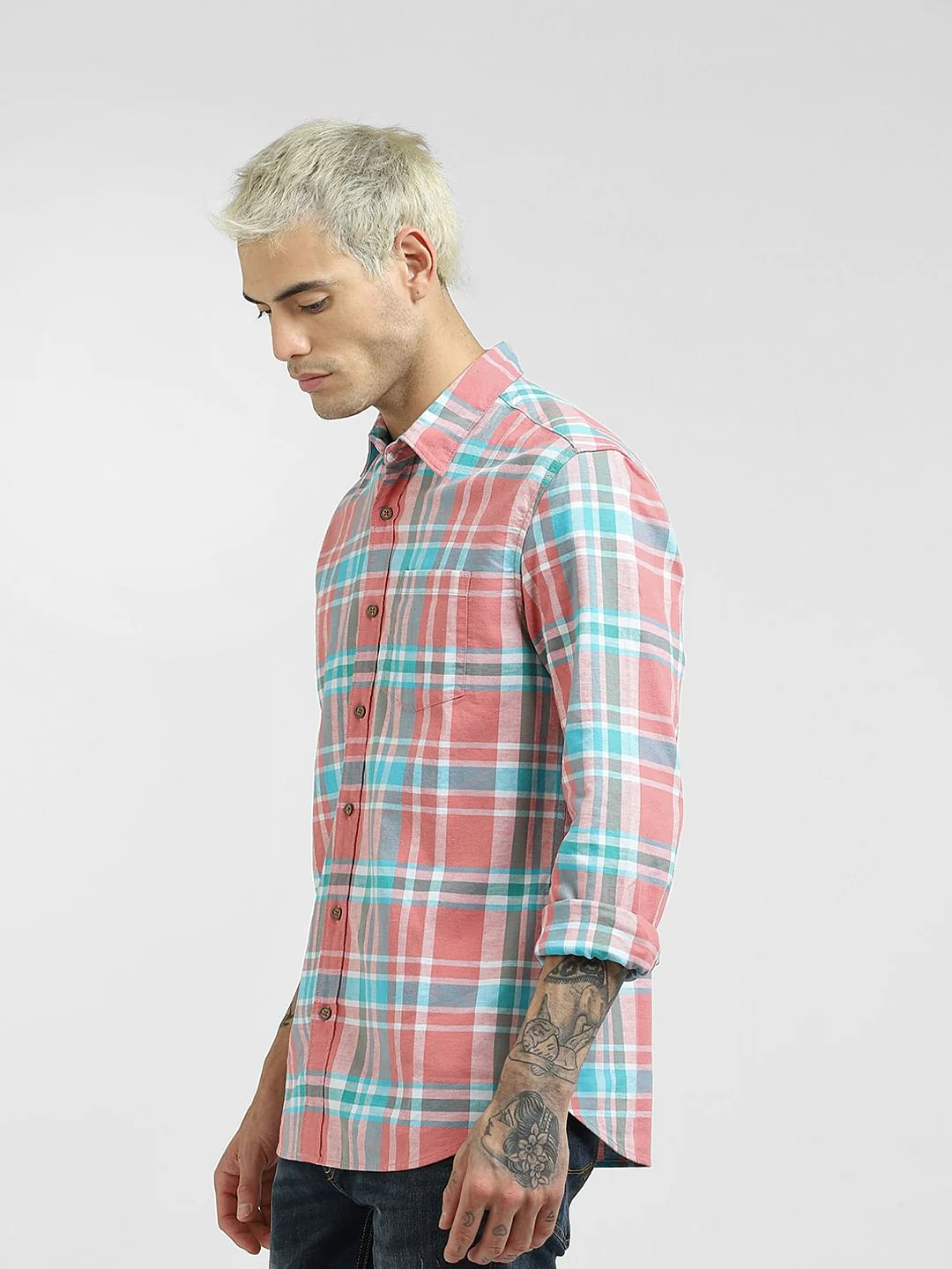 Pink Checked Full Sleeves Shirt - Image 3