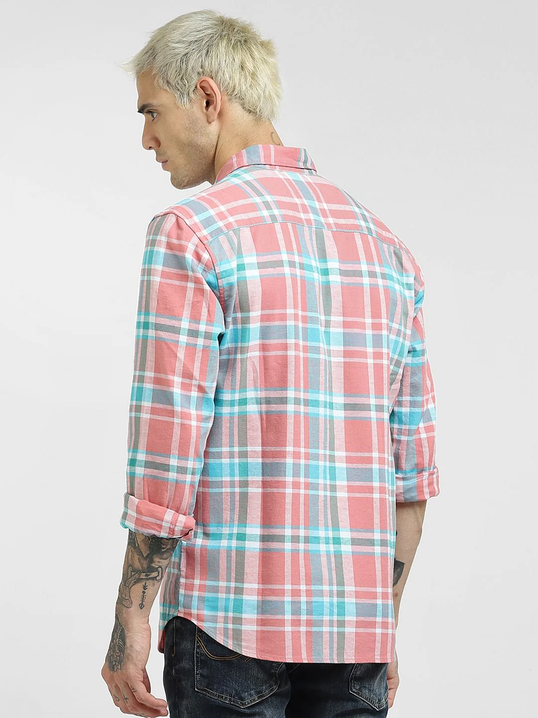 Pink Checked Full Sleeves Shirt - Image 4
