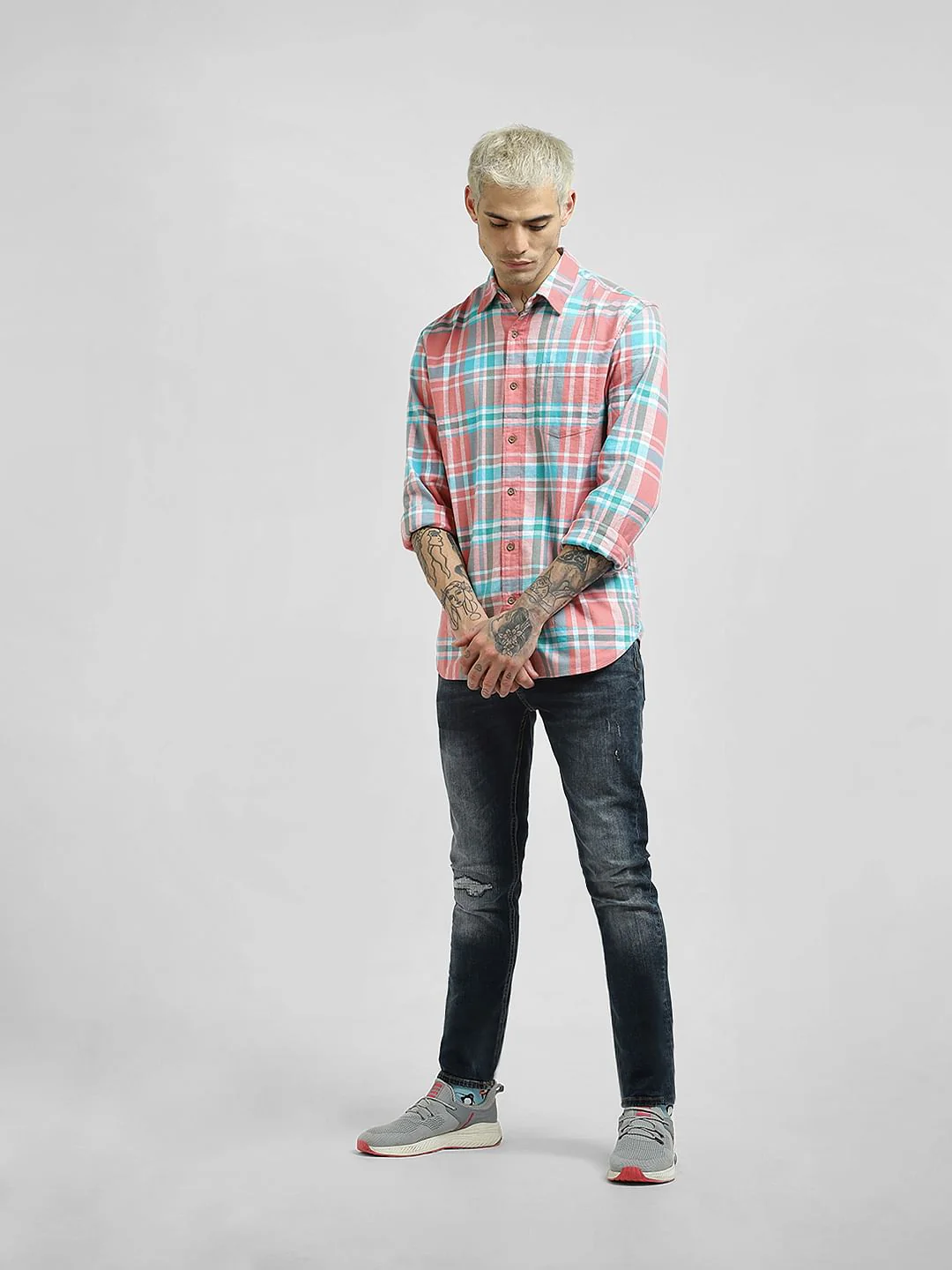Pink Checked Full Sleeves Shirt - Image 6